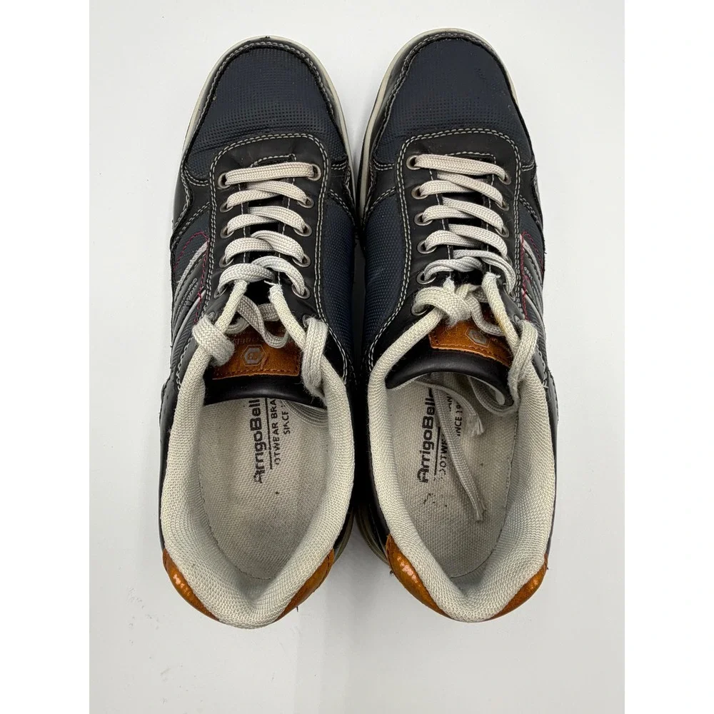 Arrigo Bello Mens Casual Sneakers Black Navy Low Top Lace Up Shoes Size 8
